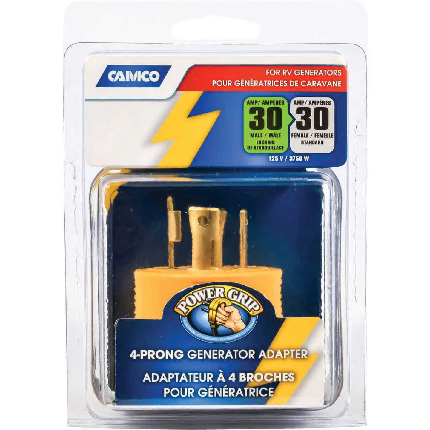 Camco Power Grip 30-Amp 4-Prong RV Generator Adapter 3 Camco Power Grip 30-Amp 4-Prong RV Generator Adapter