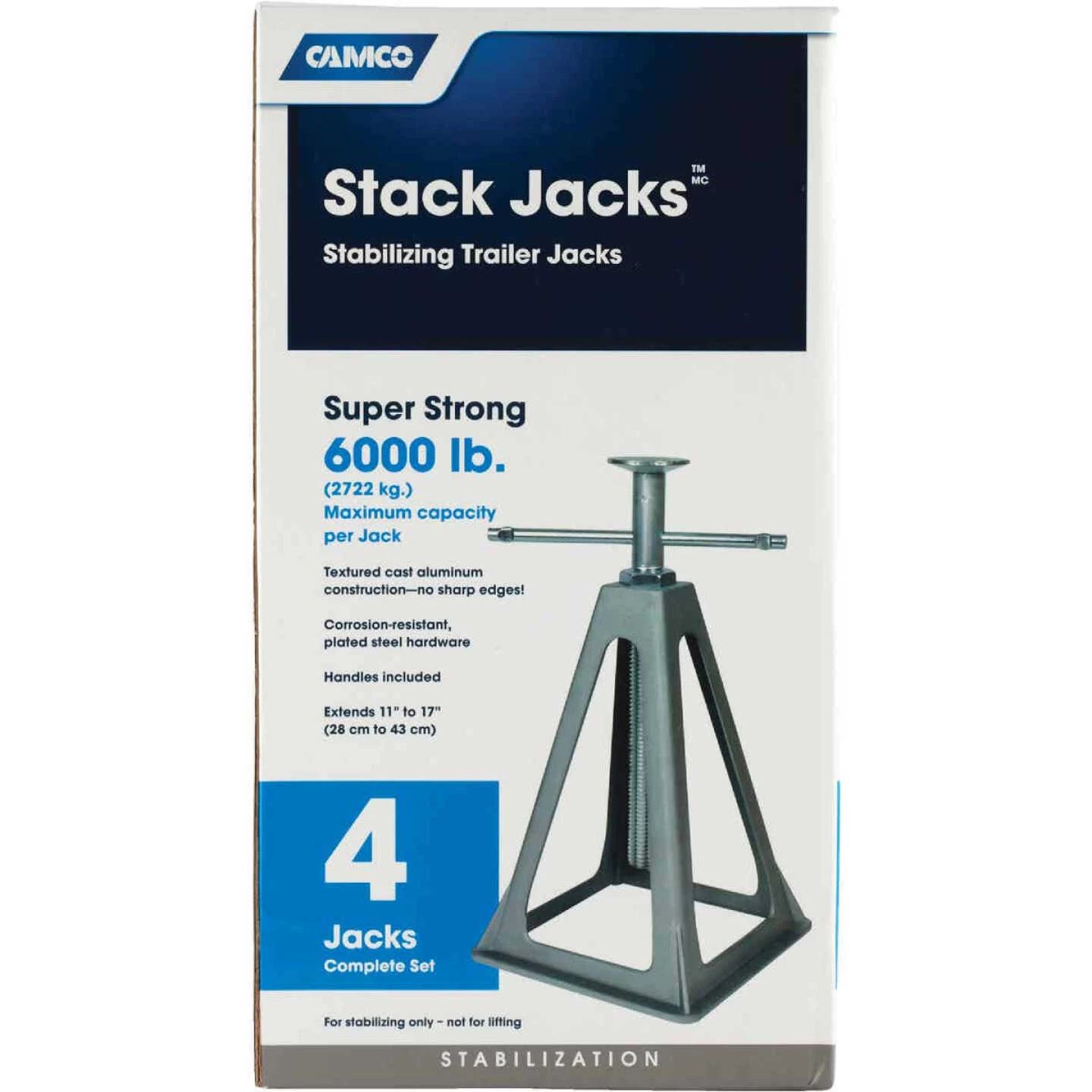 Camco Olympian 6000 Lb. Topwind Stabilizing Trailer Jack (4-Pack) 5 Camco Olympian 6000 Lb. Topwind Stabilizing Trailer Jack (4-Pack) - Image 3
