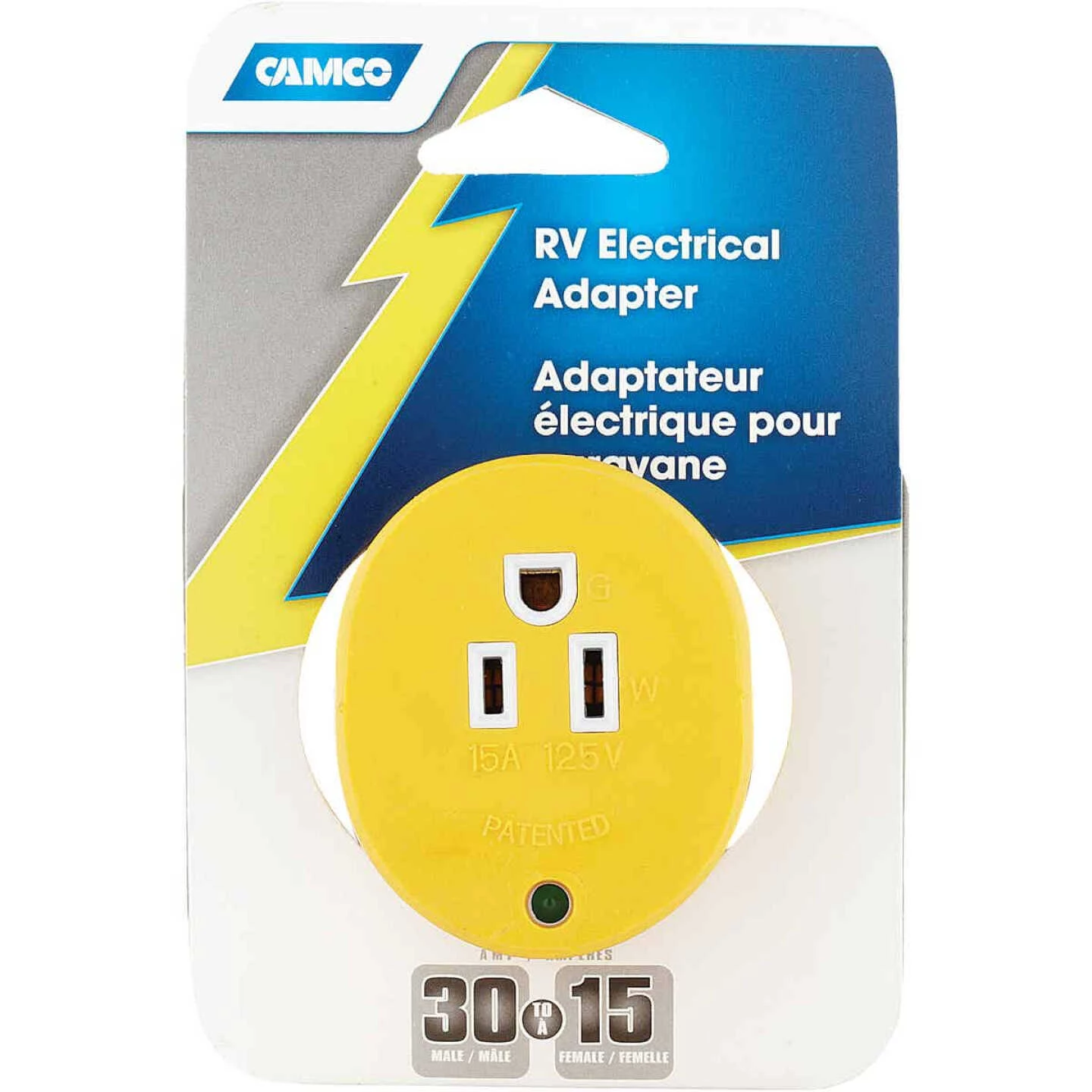 Camco Power Grip 30A Male To 15A Female RV Plug Adapter 4 Camco Power Grip 30A Male To 15A Female RV Plug Adapter - Image 2