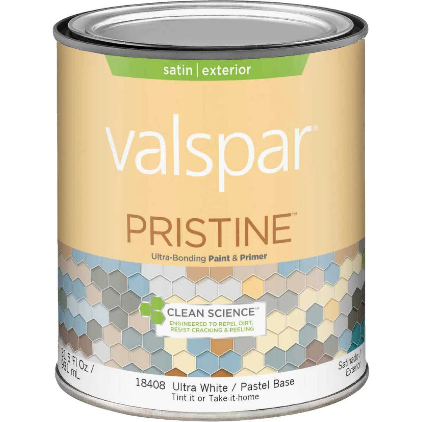 Valspar Pristine 100% Acrylic Paint & Primer Satin Exterior House Paint, Ultra White/Pastel Base, 1 Qt. 3 Valspar Pristine 100% Acrylic Paint & Primer Satin Exterior House Paint, Ultra White/Pastel Base, 1 Qt.