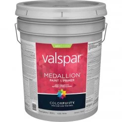 Valspar Medallion 100% Acrylic Paint & Primer Satin Exterior House Paint, White, 5 Gal.