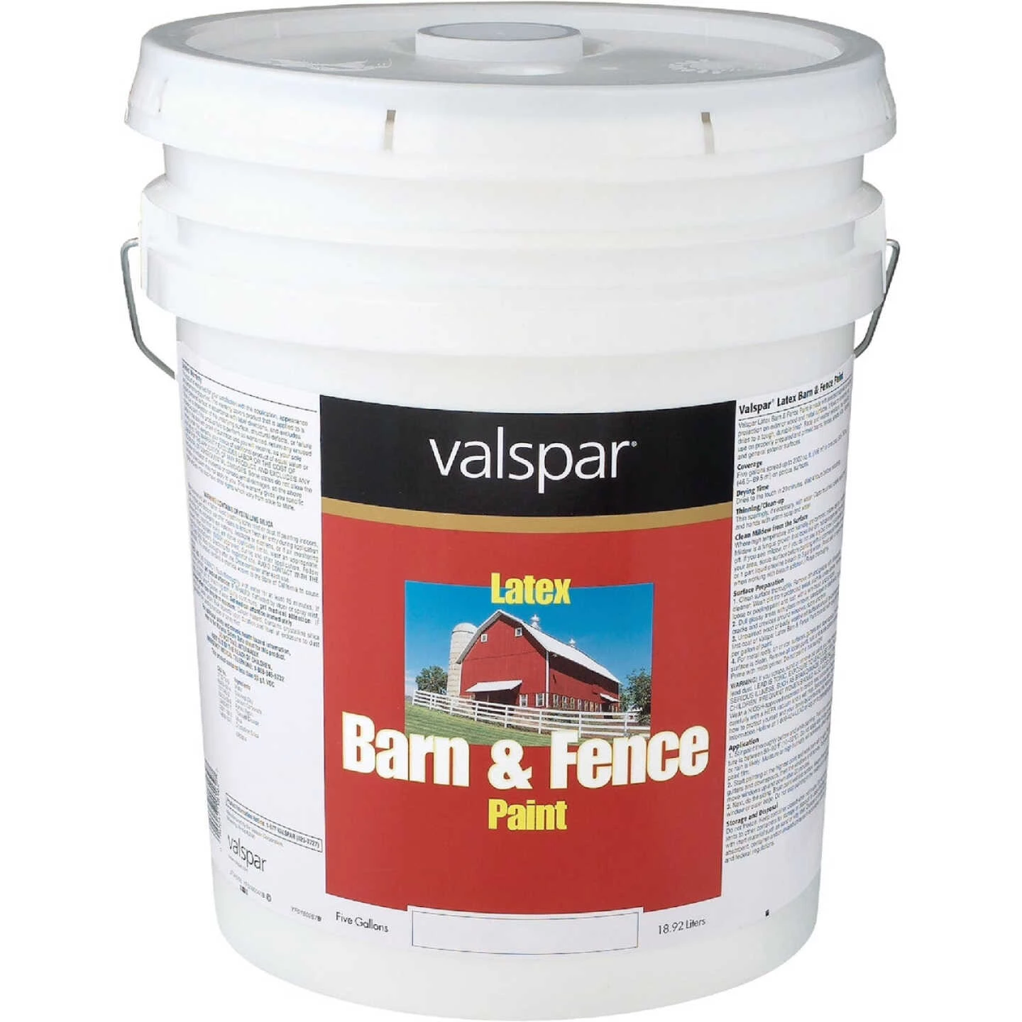 Valspar Latex Paint & Primer In One Flat Barn & Fence Paint, Red, 5 Gal. 3 Valspar Latex Paint & Primer In One Flat Barn & Fence Paint, Red, 5 Gal.