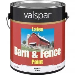 Valspar Latex Paint & Primer In One Flat Barn & Fence Paint, White, 1 Gal.