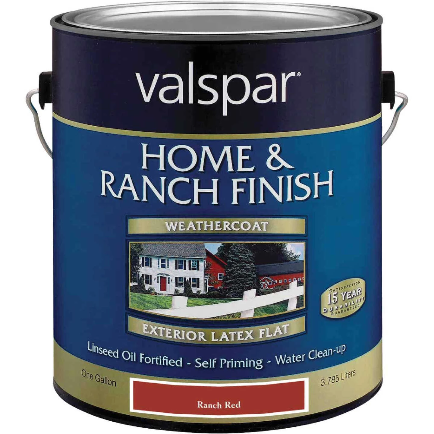 Valspar Exterior Latex Self Priming Flat Home And Ranch Finish, Ranch Red, 1 Gal. 3 Valspar Exterior Latex Self Priming Flat Home And Ranch Finish, Ranch Red, 1 Gal.