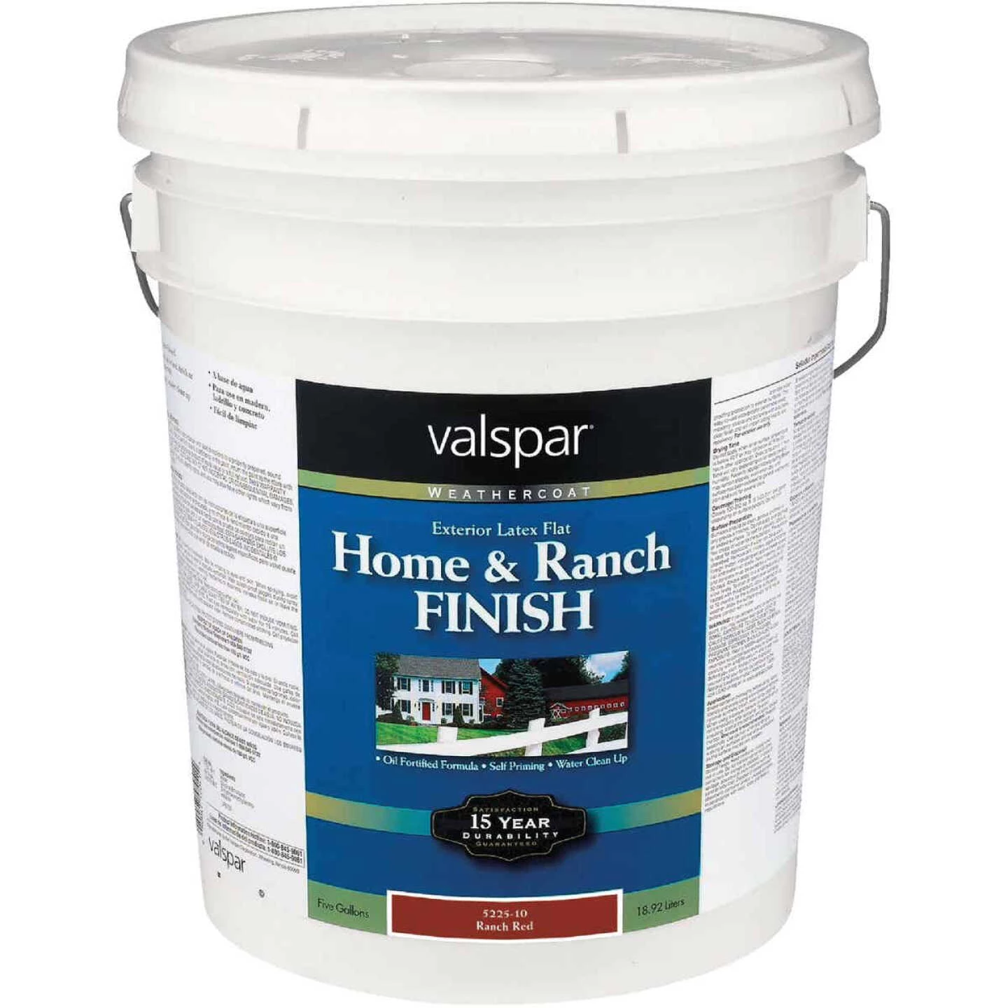 Valspar Exterior Latex Self Priming Flat Home And Ranch Finish, Ranch Red, 5 Gal. 3 Valspar Exterior Latex Self Priming Flat Home And Ranch Finish, Ranch Red, 5 Gal.