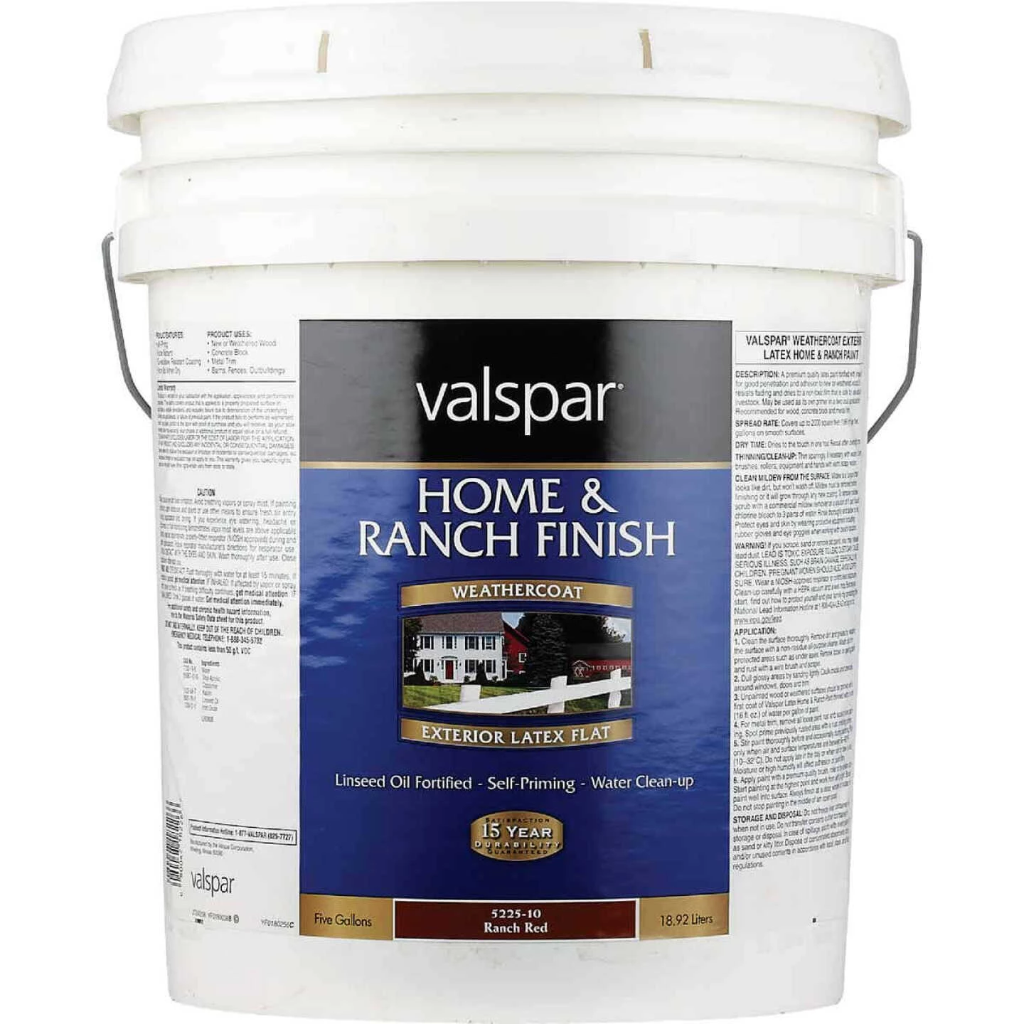 Valspar Exterior Latex Self Priming Flat Home And Ranch Finish, Ranch Red, 5 Gal. 4 Valspar Exterior Latex Self Priming Flat Home And Ranch Finish, Ranch Red, 5 Gal. - Image 2