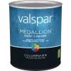 Valspar Medallion 100% Acrylic Paint & Primer Eggshell Interior Wall Paint, White, 1 Qt. 1 Valspar Medallion 100% Acrylic Paint & Primer Eggshell Interior Wall Paint, White, 1 Qt. -Valspar Online store ItemImage 773966 q5x1gp 53qhww 3kfdrr