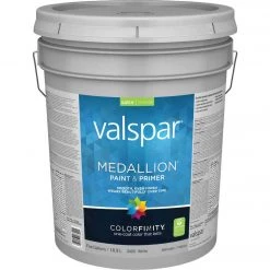 Valspar Medallion 100% Acrylic Paint & Primer Satin Interior Wall Paint, White, 5 Gal.