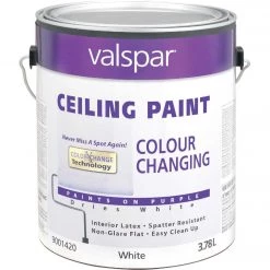 Valspar Color Changing Latex Flat Ceiling Paint, White, 1 Gal.