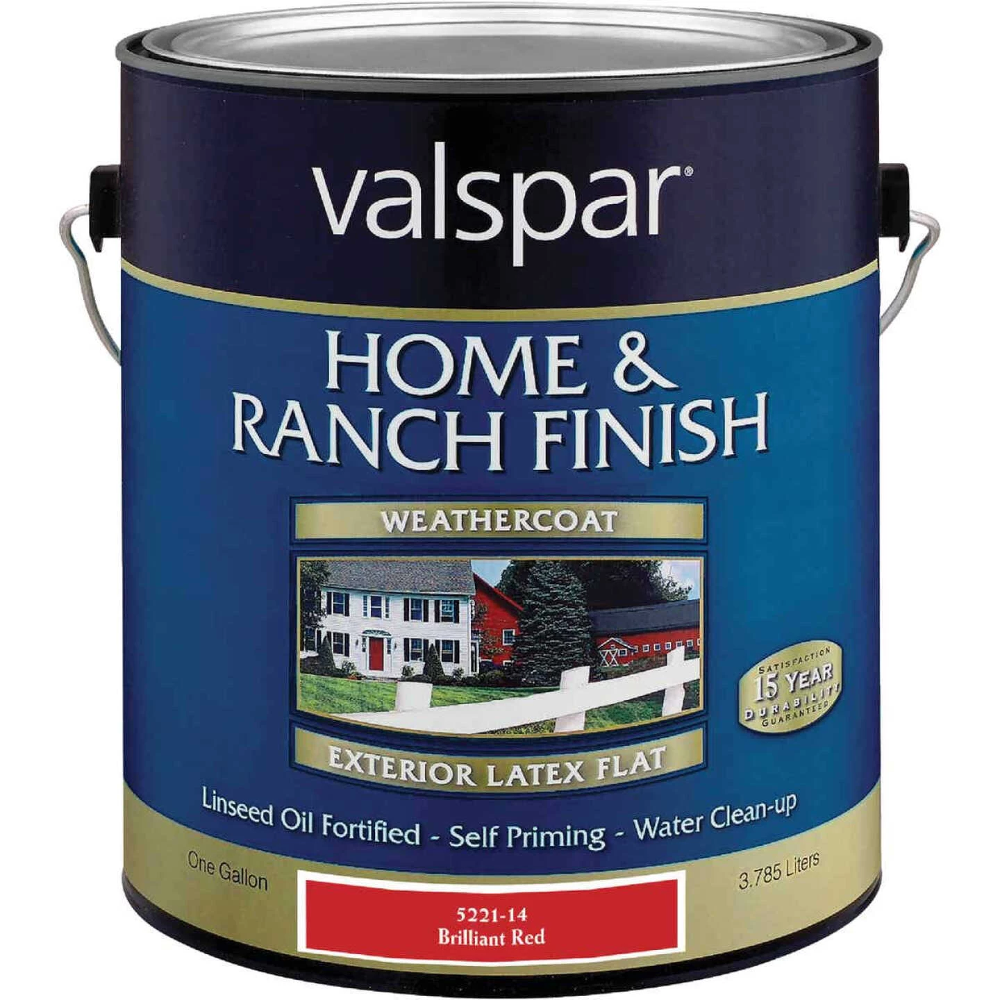 Valspar Exterior Latex Self Priming Flat Home And Ranch Finish, Brilliant Red, 1 Gal. 2 Valspar Exterior Latex Self Priming Flat Home And Ranch Finish, Brilliant Red, 1 Gal.