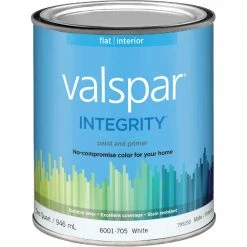 Valspar Integrity Latex Paint And Primer Flat Interior Wall Paint, White, 1 Qt.