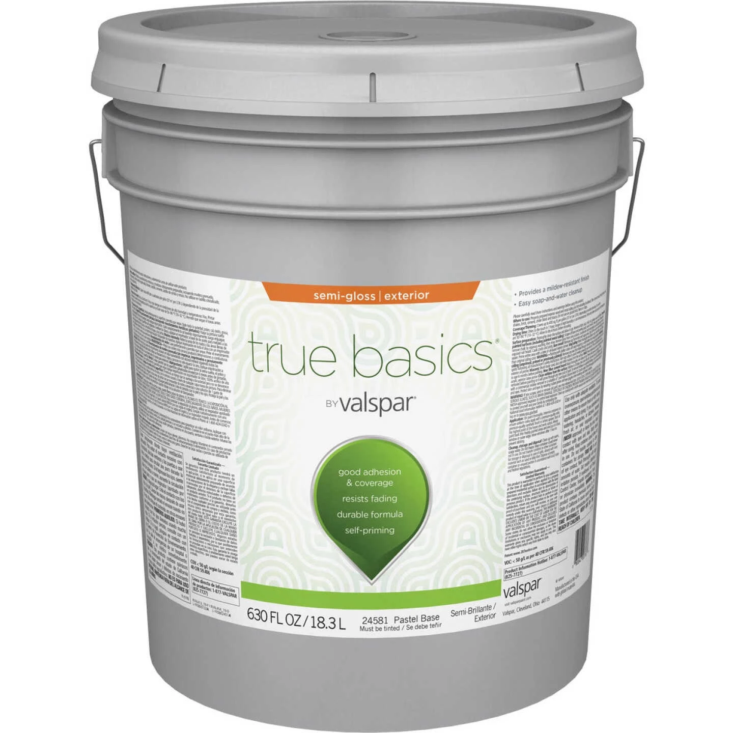 True Basics By Valspar Semi-Gloss Exterior Paint, 5 Gal., Pastel Base 3 True Basics By Valspar Semi-Gloss Exterior Paint, 5 Gal., Pastel Base